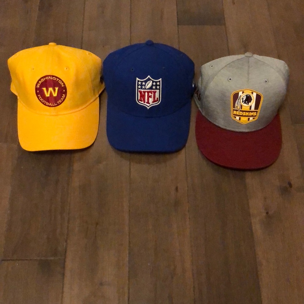 Lot of 3 Hats - NFL Logo, Yellow Washington, Grey Washington